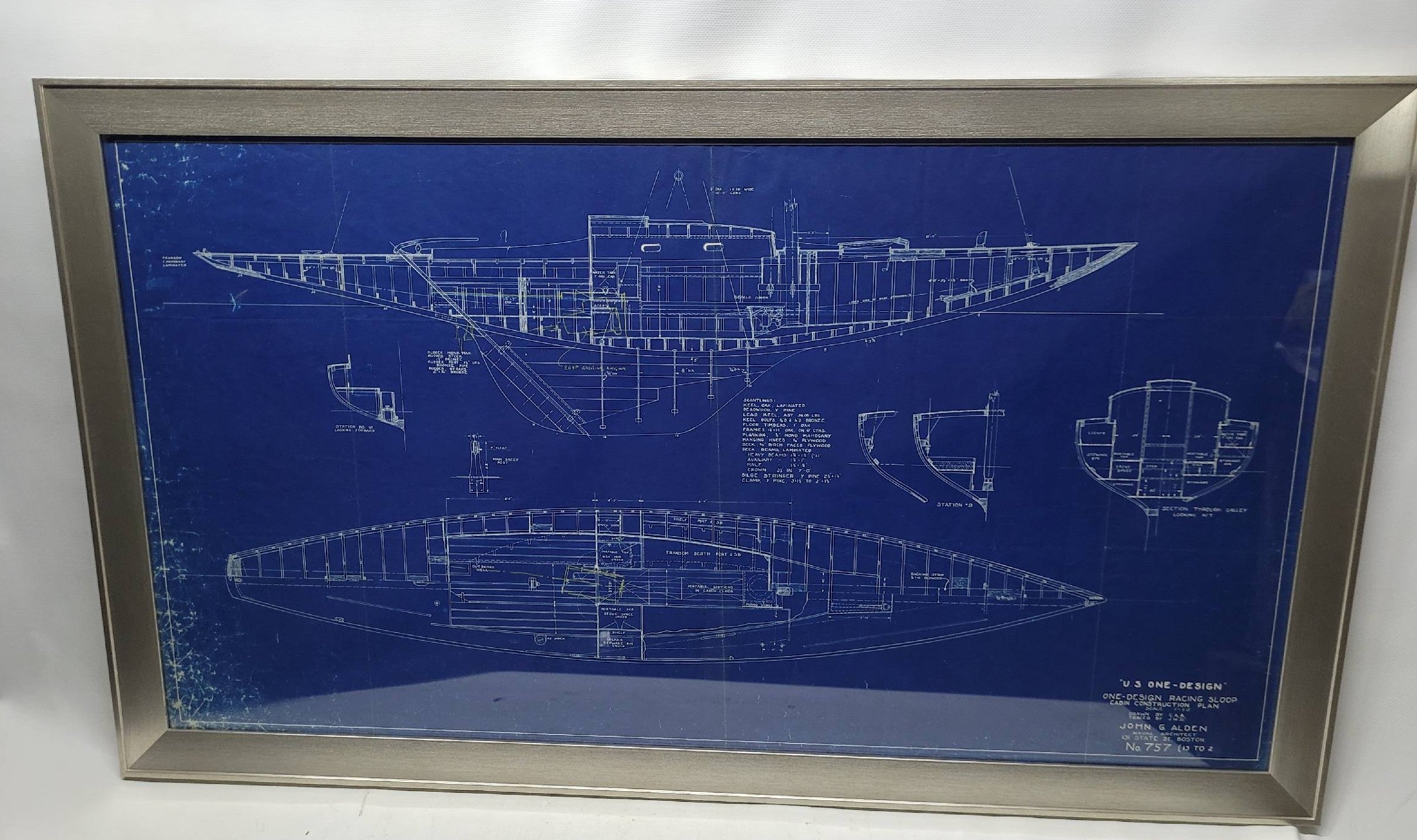 Super Rare U.S. One Design Racing Sloop Blueprint – Lannan Gallery