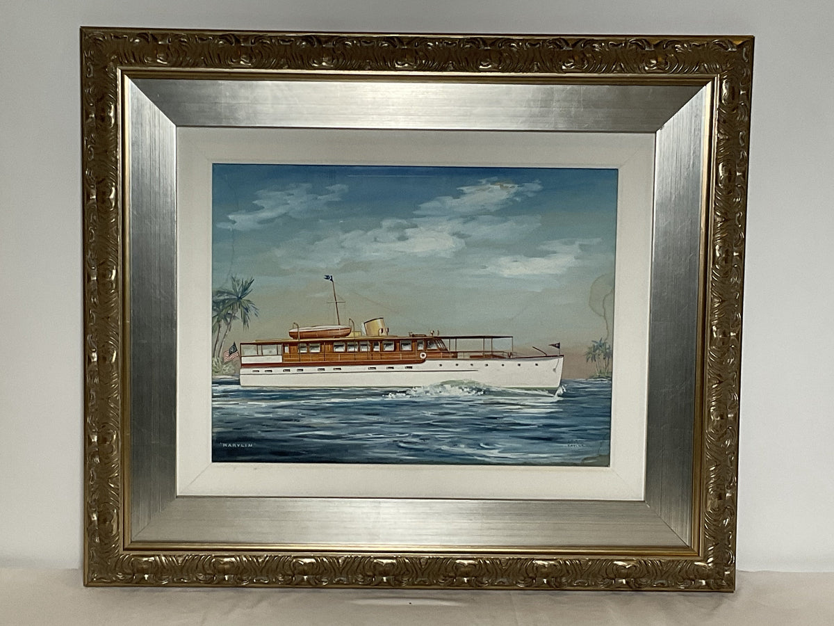 Trumpy Yacht Marylin Painting by John Austin Taylor