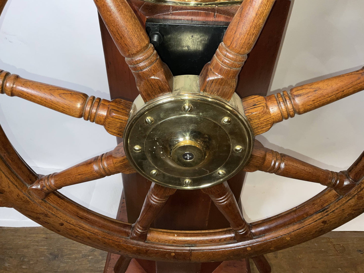 Outstanding Ship's Binnacle Mounted with a Ship's Wheel