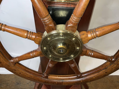 Outstanding Ship's Binnacle Mounted with a Ship's Wheel