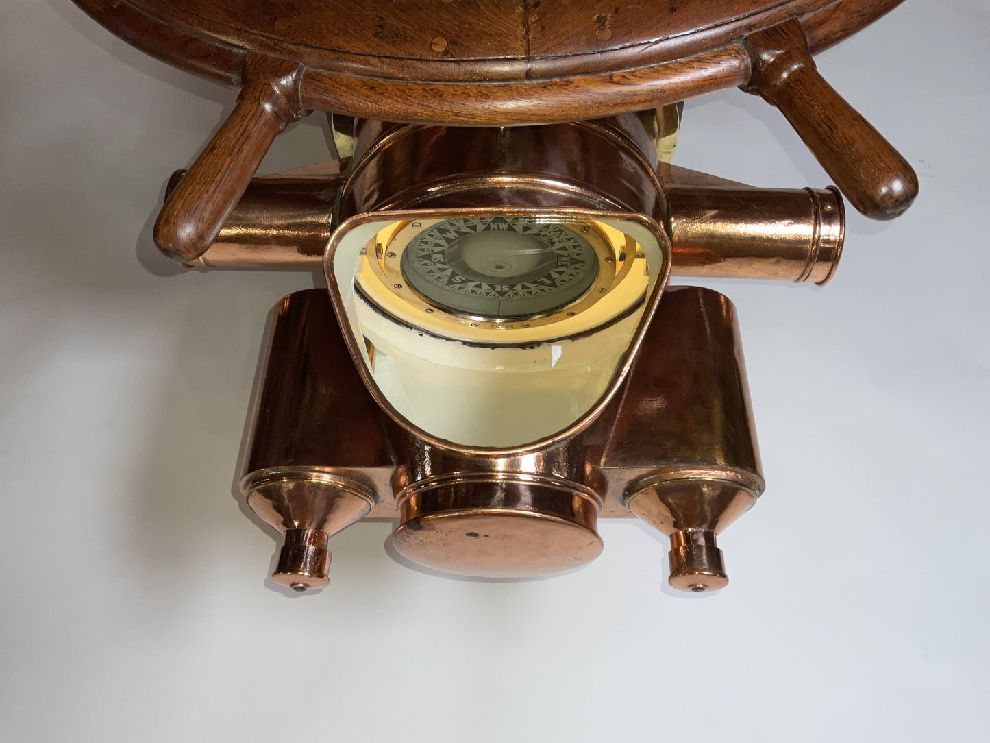 Outstanding Ship's Binnacle Mounted with a Ship's Wheel
