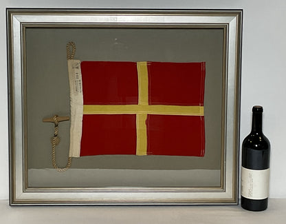 Framed International Code of Signals Romeo (R) Linen Flag