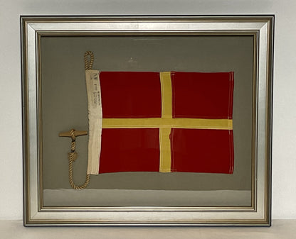Framed International Code of Signals Romeo (R) Linen Flag
