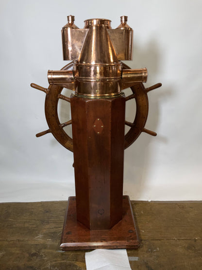 Outstanding Ship's Binnacle Mounted with a Ship's Wheel