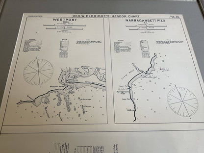 Mariners Chart of Westport Mass and Narraganset Pier by George Eldridge 1901