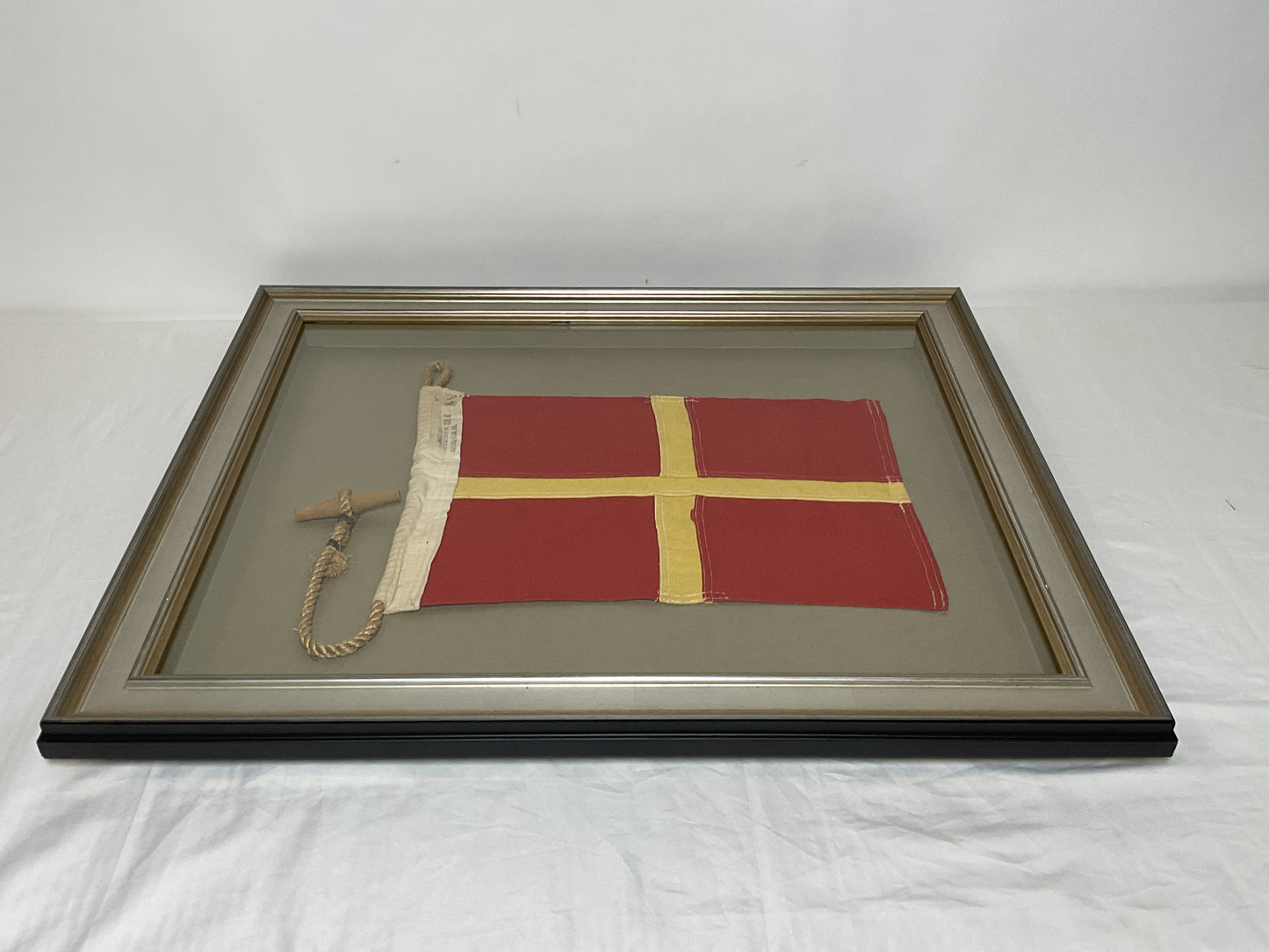 Framed International Code of Signals Romeo (R) Linen Flag