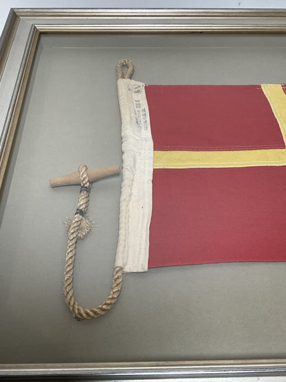Framed International Code of Signals Romeo (R) Linen Flag