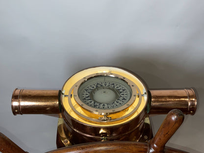 Outstanding Ship's Binnacle Mounted with a Ship's Wheel