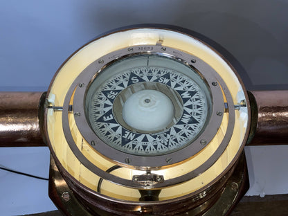 Outstanding Ship's Binnacle Mounted with a Ship's Wheel