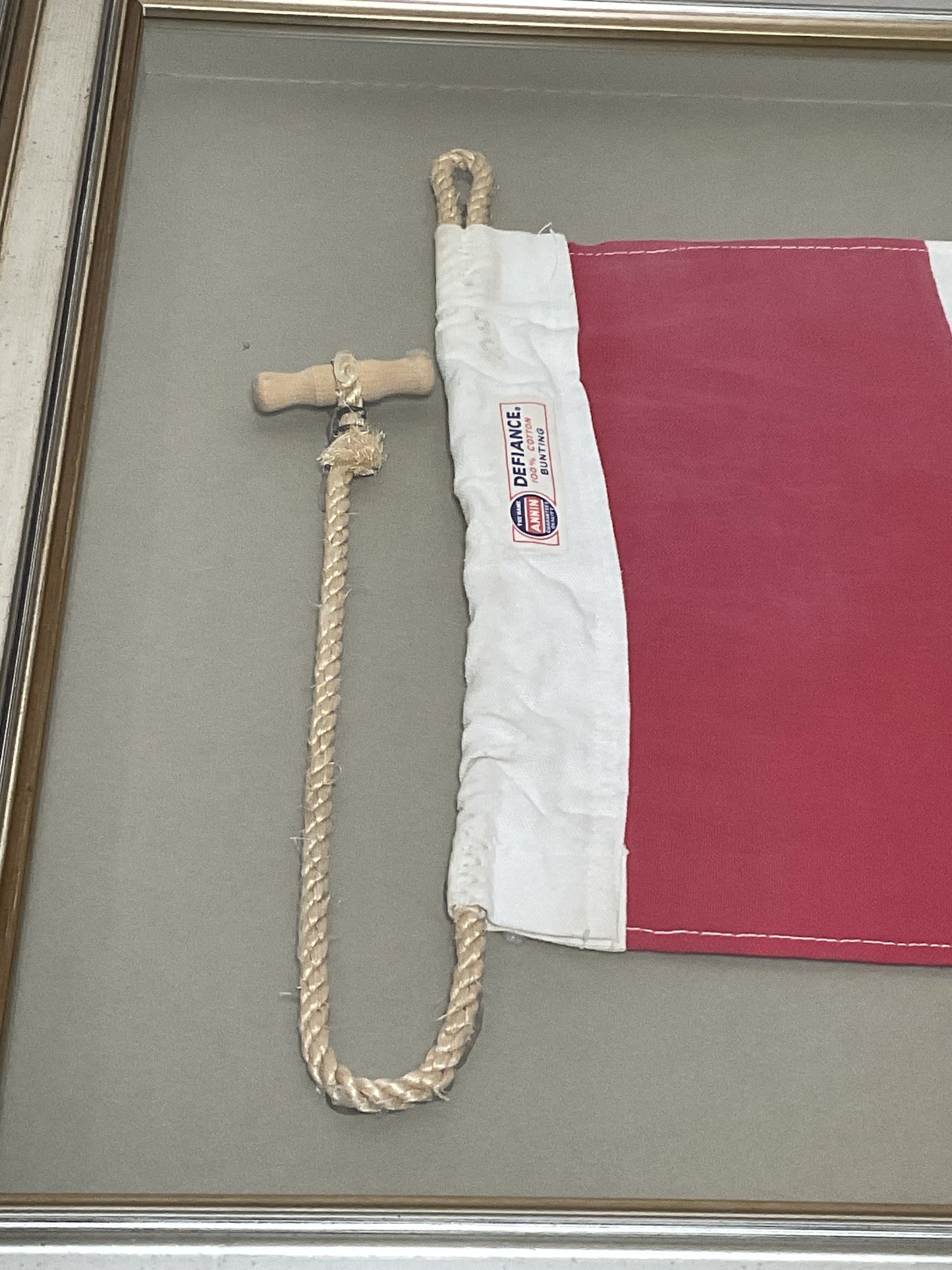 Framed International Code of Signals Tango (T) Linen Flag
