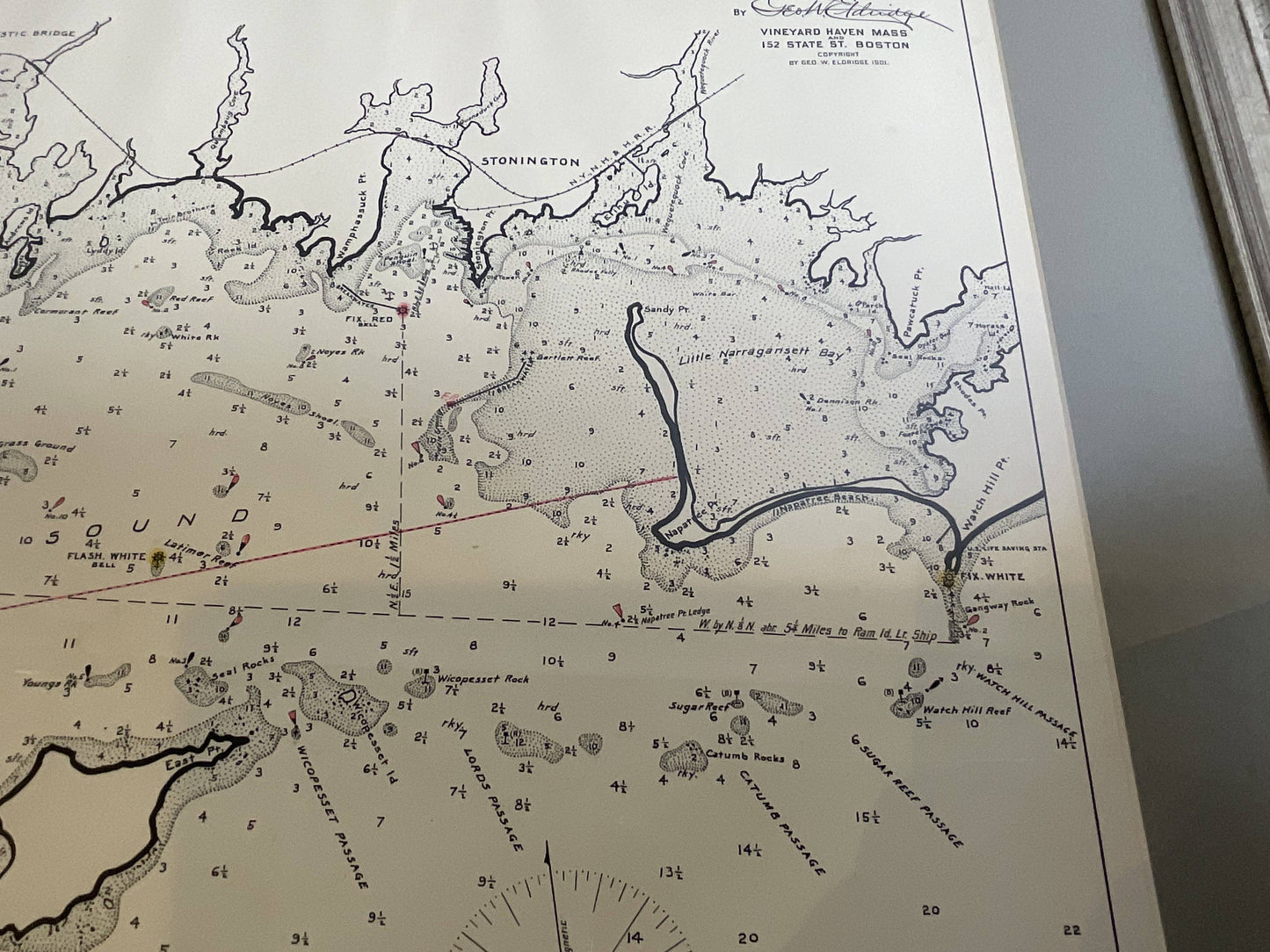 Mariners Chart of Fishers Island Sound by George Eldridge 1901