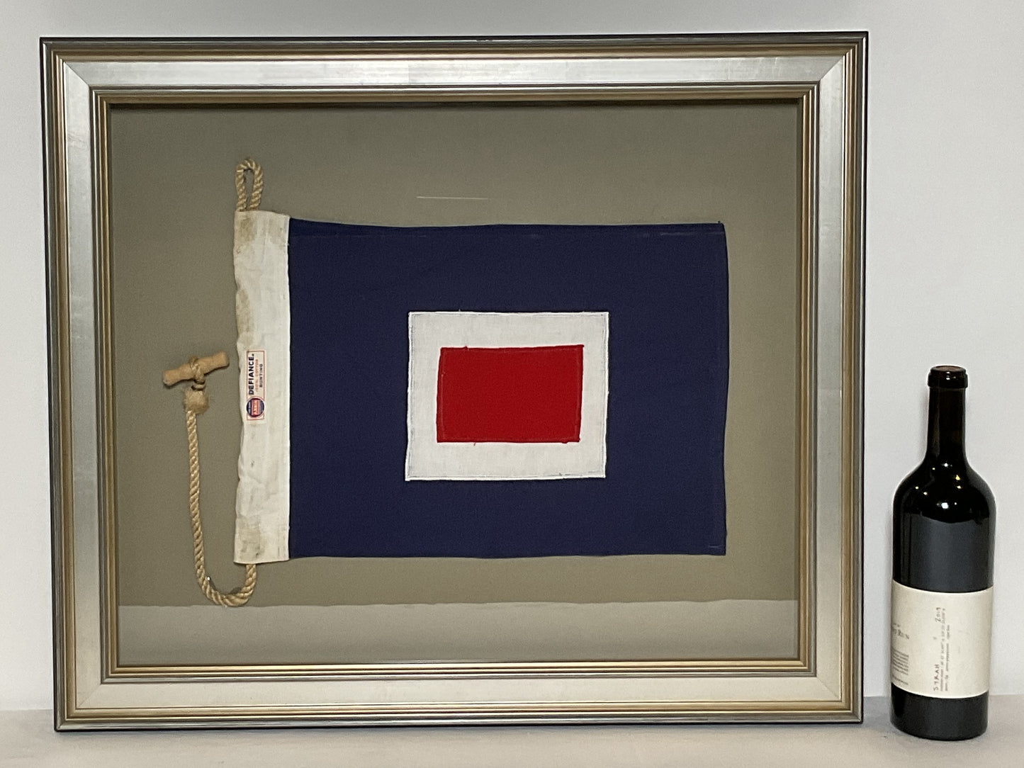 Framed International Code of Signals Whiskey (W) Linen Flag