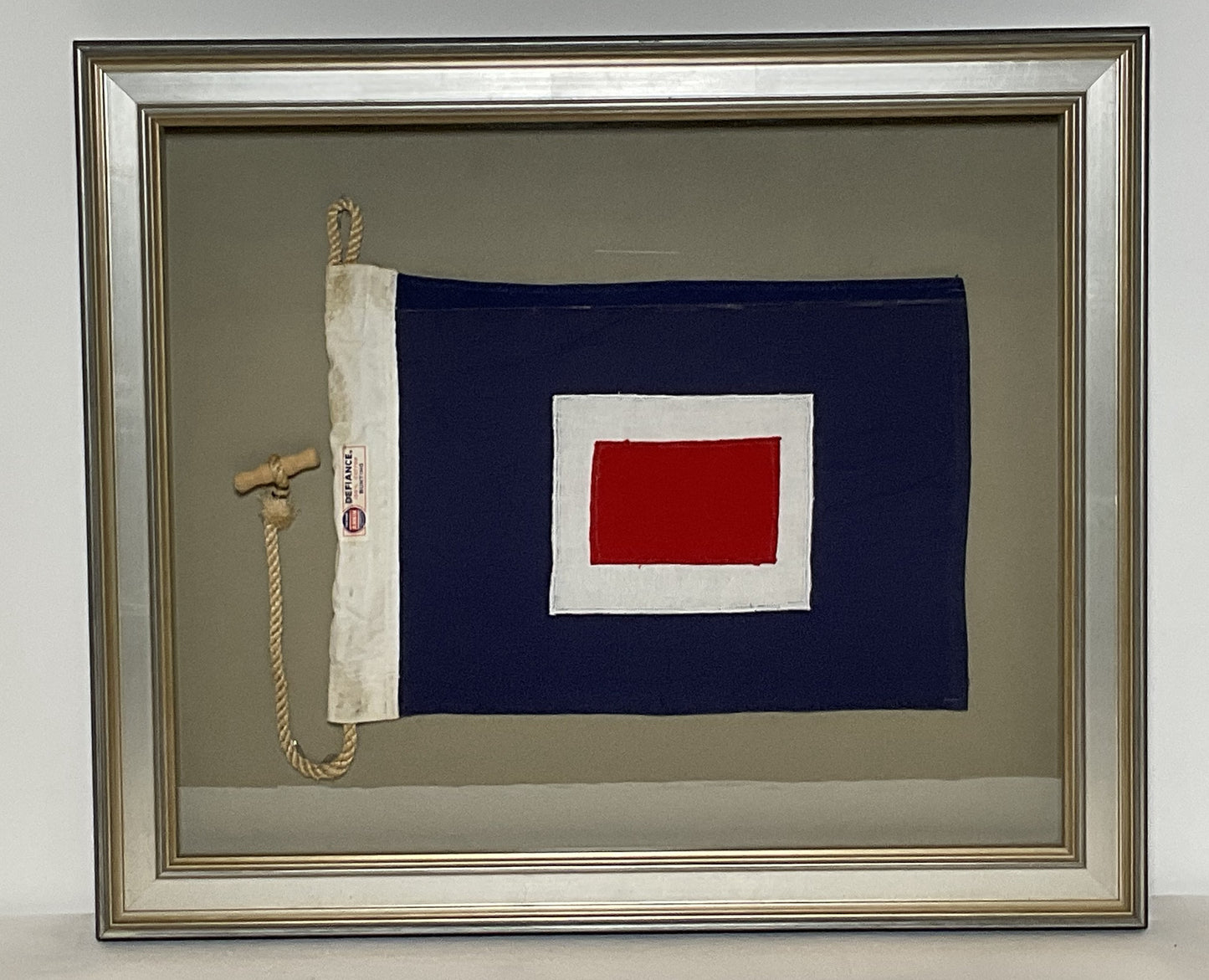 Framed International Code of Signals Whiskey (W) Linen Flag