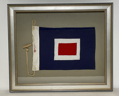 Framed International Code of Signals Whiskey (W) Linen Flag
