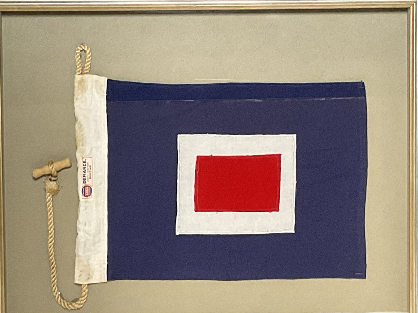 Framed International Code of Signals Whiskey (W) Linen Flag
