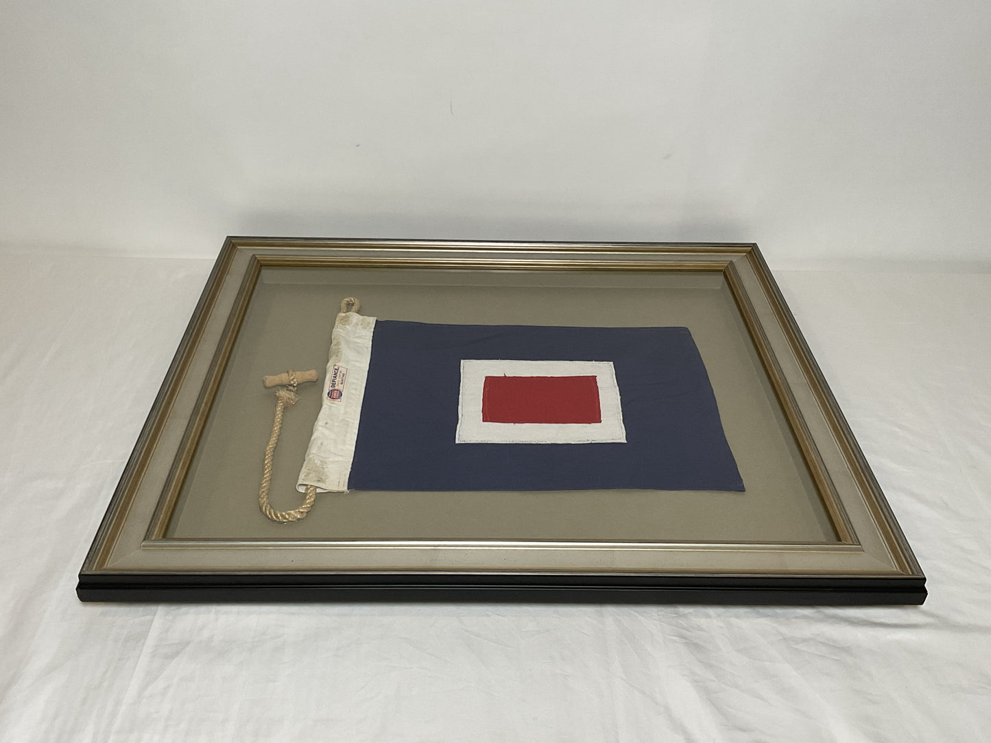 Framed International Code of Signals Whiskey (W) Linen Flag
