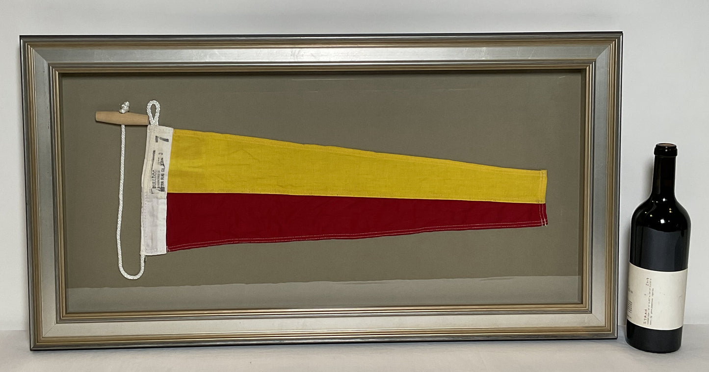 Framed International Code of Signals Numeral Pennant 7 Linen Flag