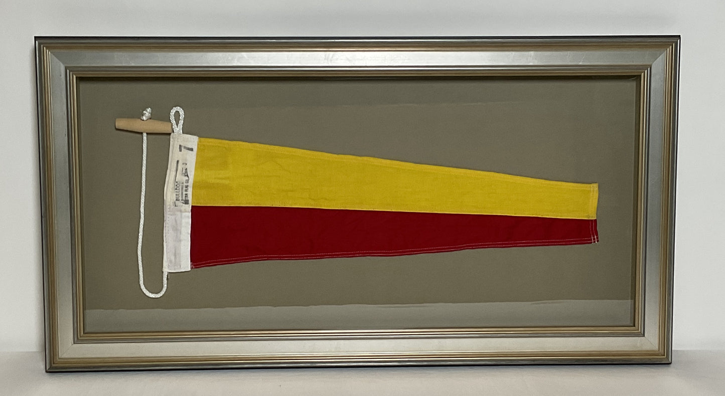 Framed International Code of Signals Numeral Pennant 7 Linen Flag