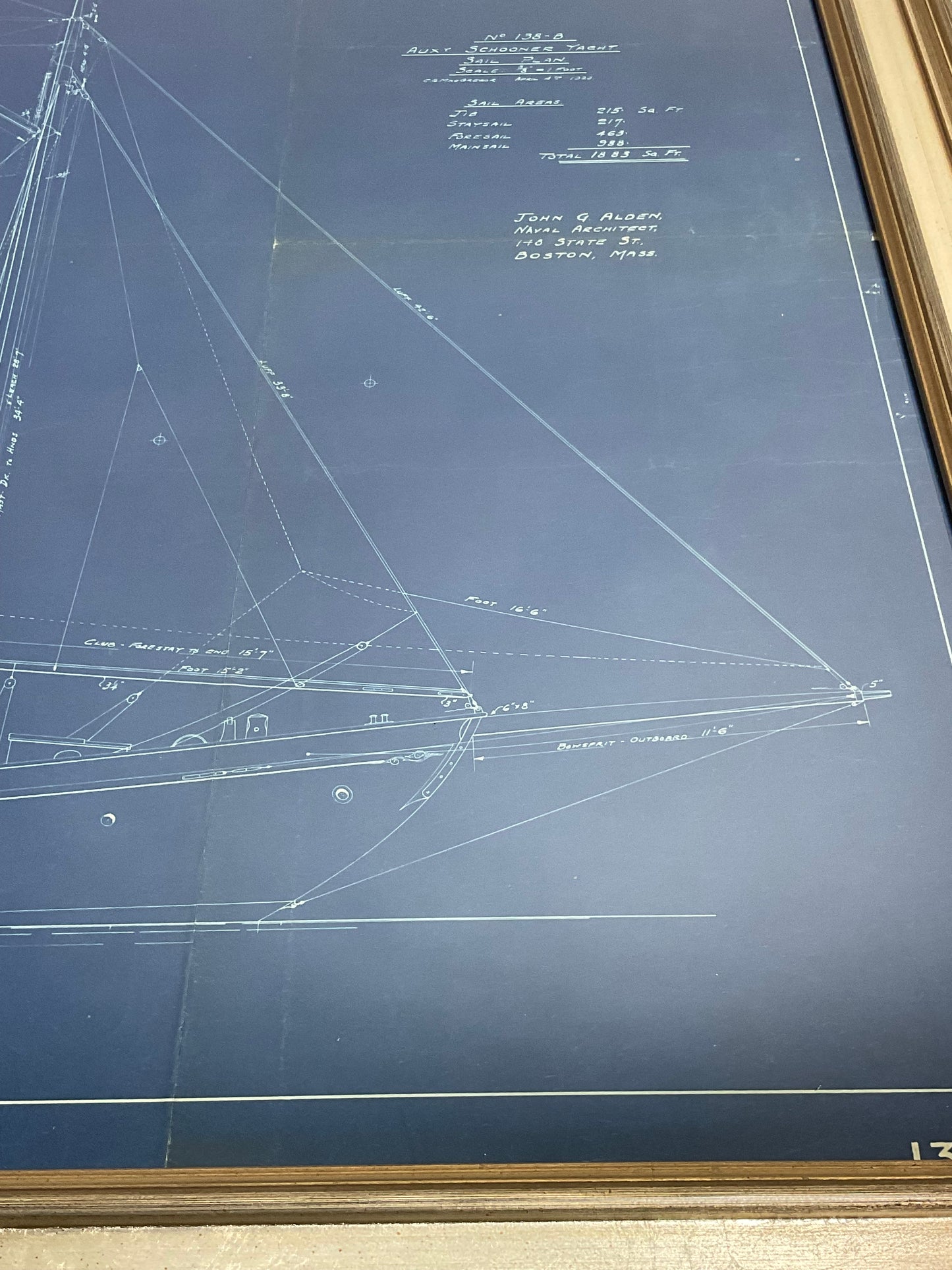 Yacht Blueprint of an Auxiliary Schooner Yacht