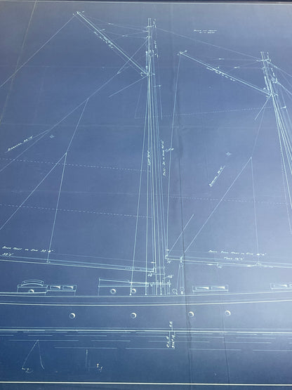 Yacht Blueprint of an Auxiliary Schooner Yacht