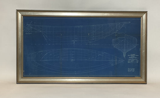 Boat Blueprint Showing Hull Lines from a Schooner Yacht