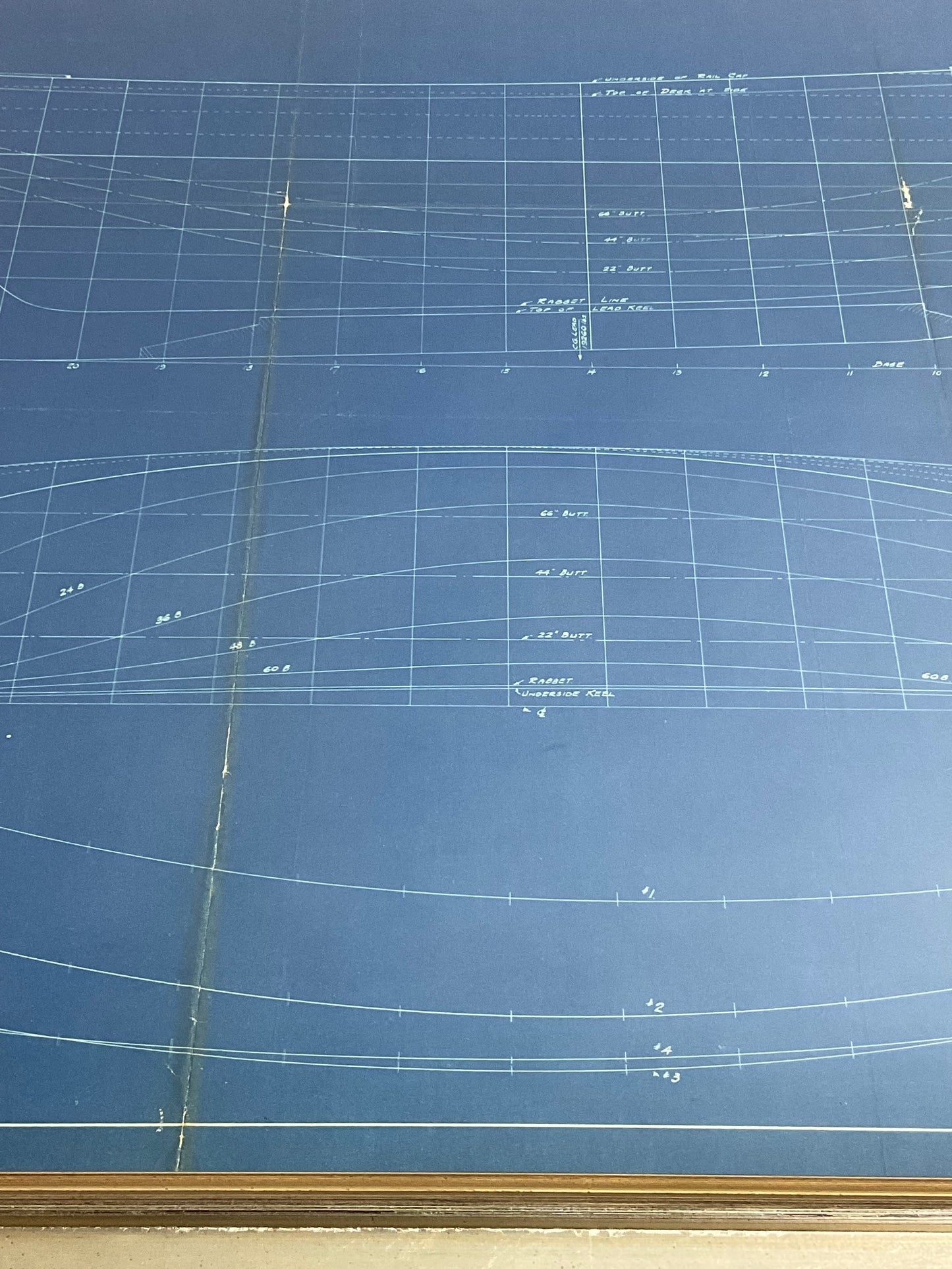 Boat Blueprint Showing Hull Lines from a Schooner Yacht