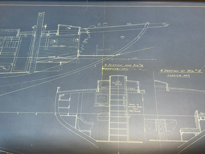 Yacht Blueprint Showing Cabin of Sixty Two Foot Schooner