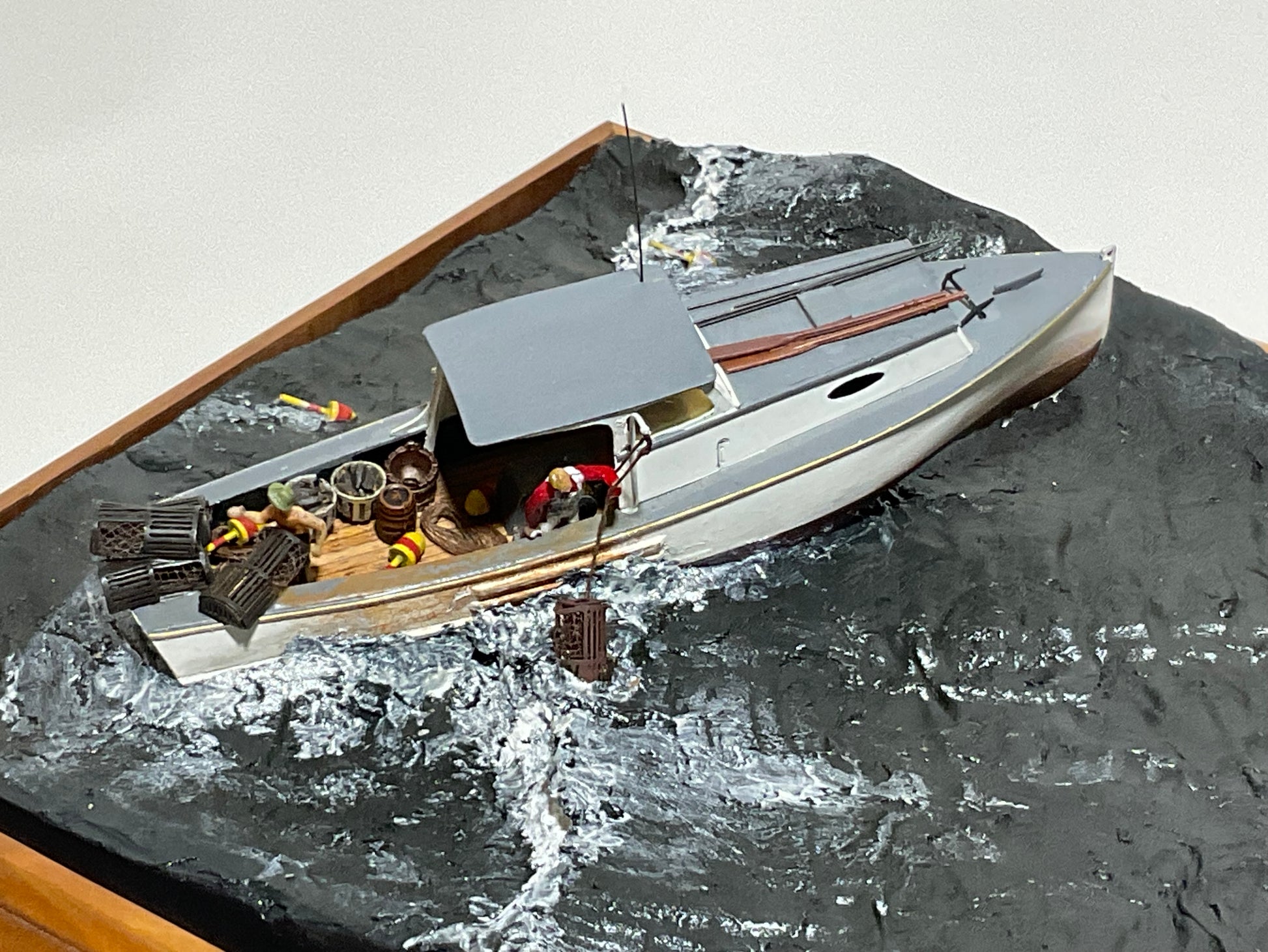 Lobster Boat Diorama Titled Hauling the Catch