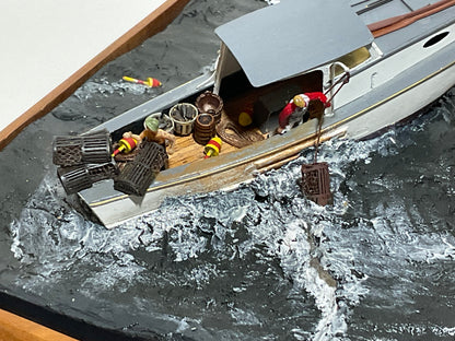 Lobster Boat Diorama Titled "Hauling the Catch"