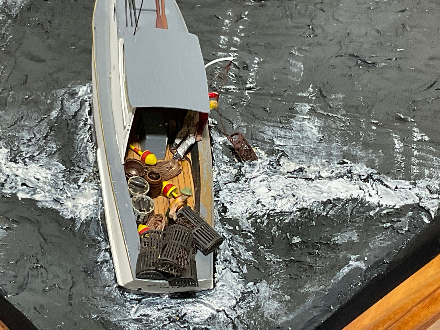 Lobster Boat Diorama Titled "Hauling the Catch"