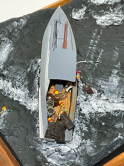 Lobster Boat Diorama Titled "Hauling the Catch"