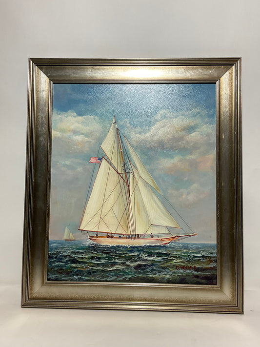 Painting of a Sailing sloop By D. Tayler