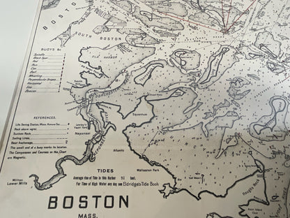 Original 1913 Chart of Boston Harbor