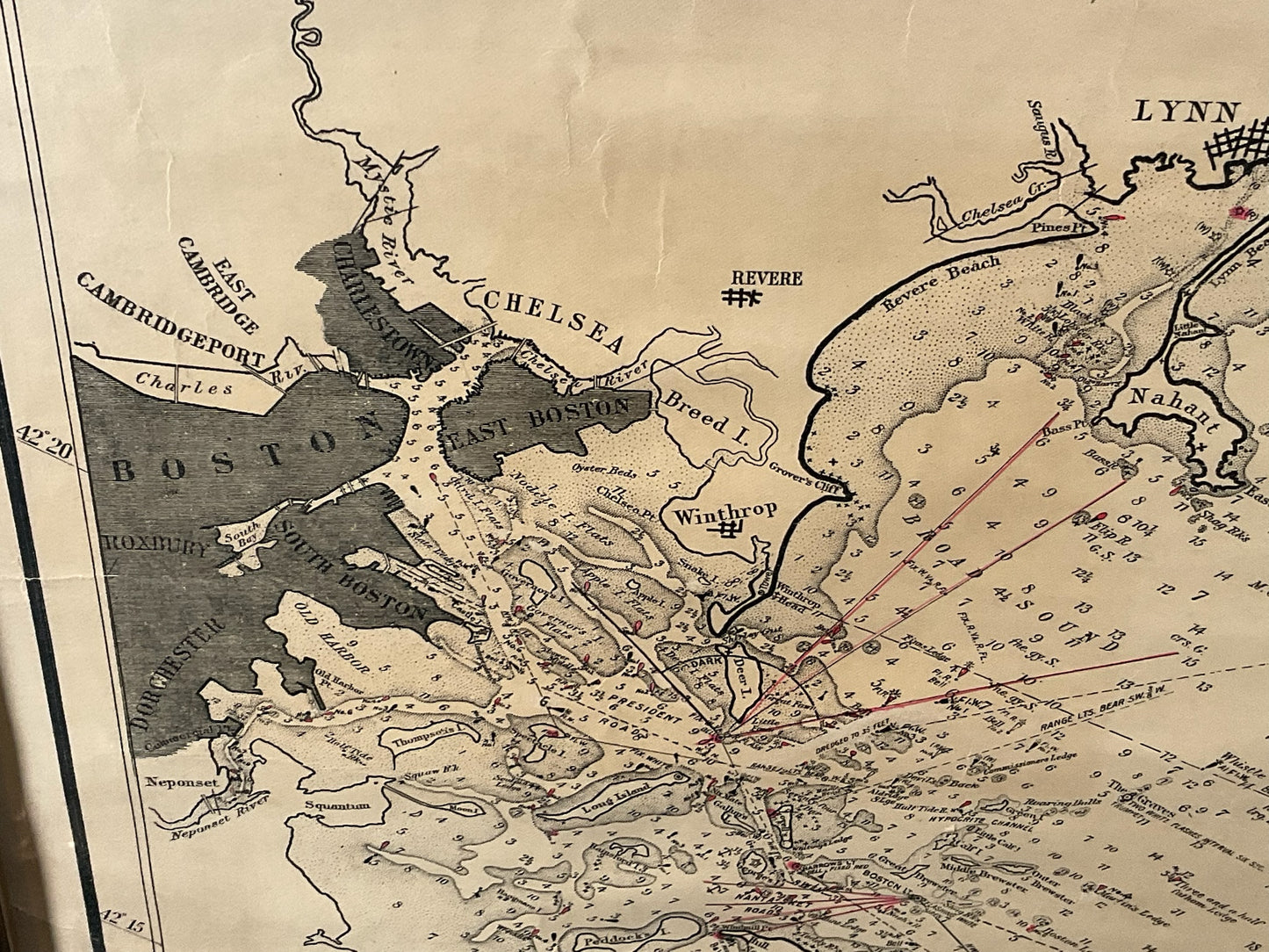 1918 George Eldridge Chart of Massachusetts Bay