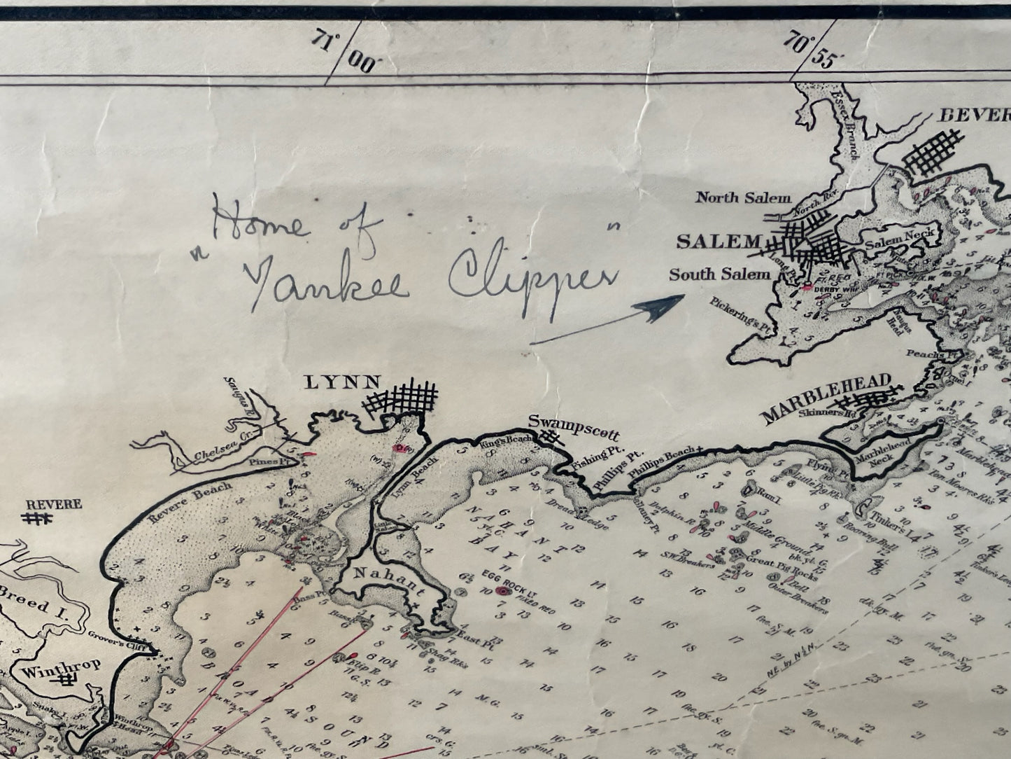 1918 George Eldridge Chart of Massachusetts Bay