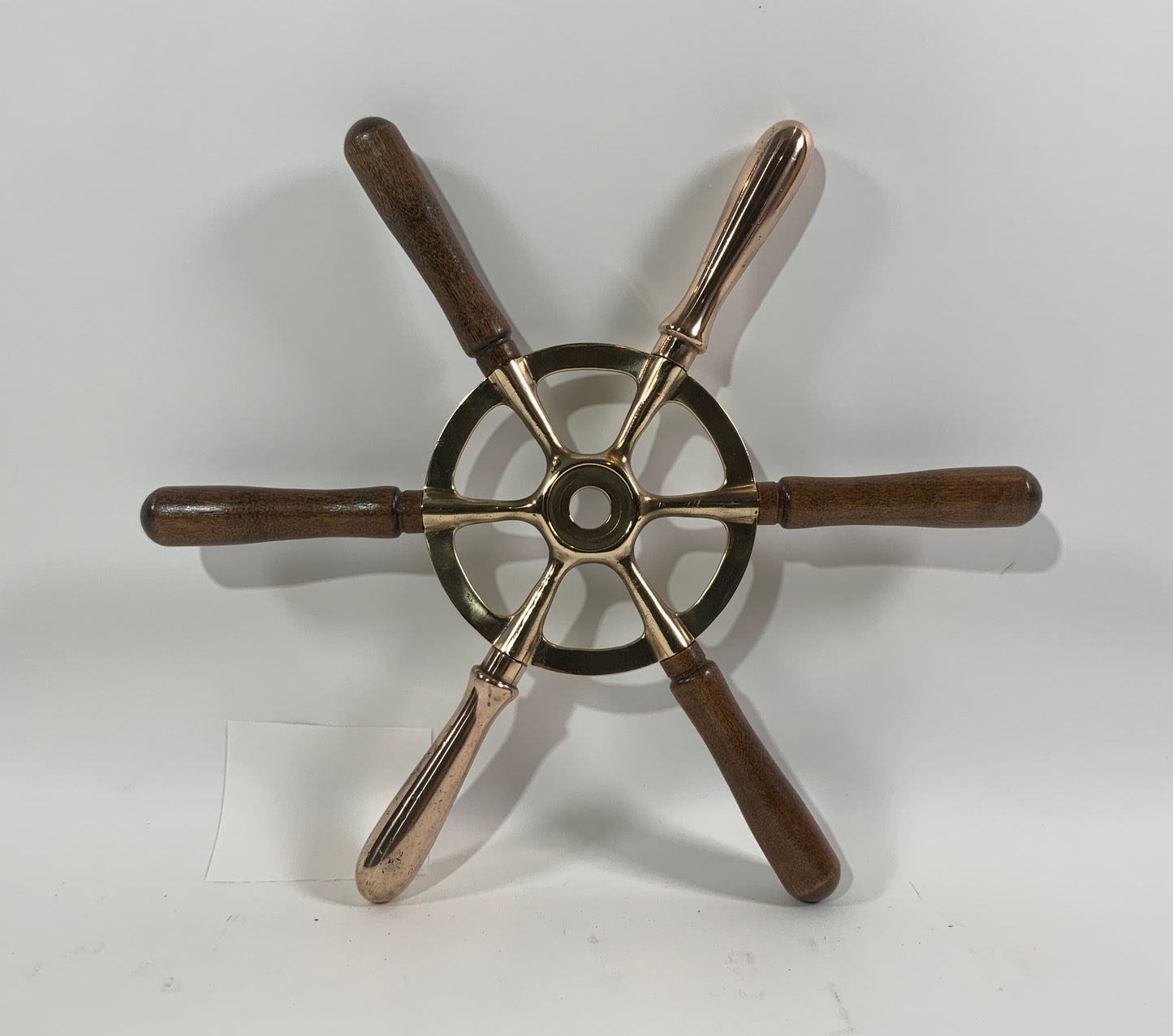 Brass Ships Wheel with Wood Handles