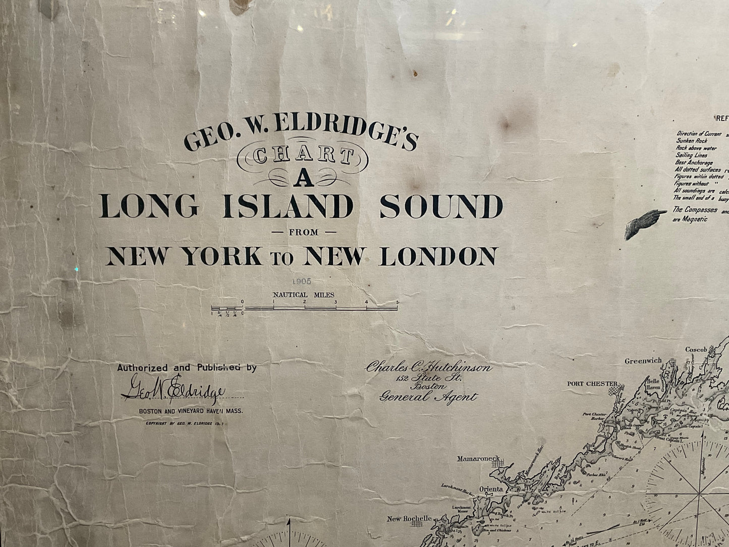 1905 Chart of Long Island Sound by Eldridge