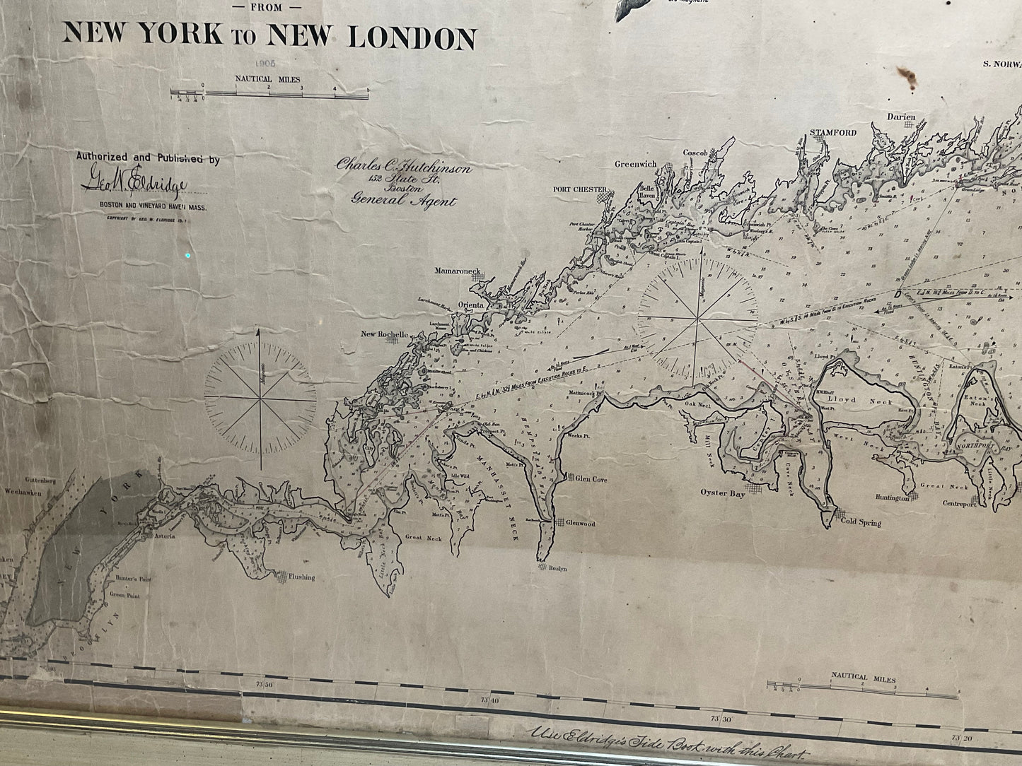 1905 Chart of Long Island Sound by Eldridge