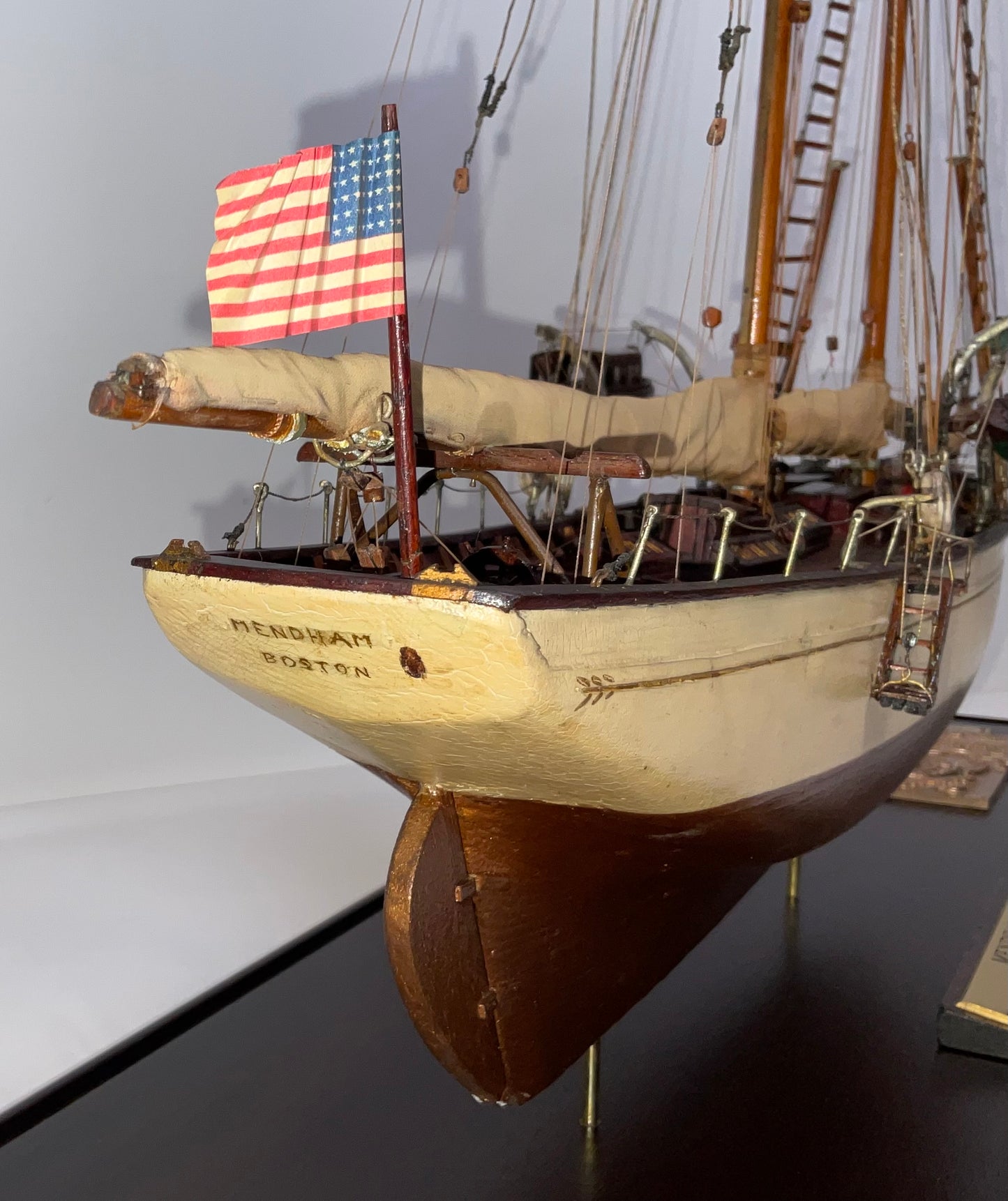 Antique Ship Model of Schooner Yacht Mendham