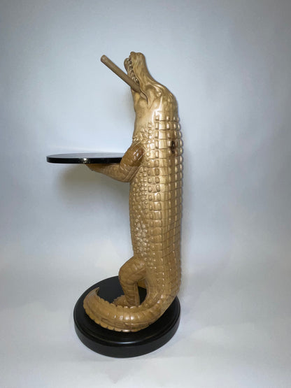 Carved Wood Alligator with Cigar