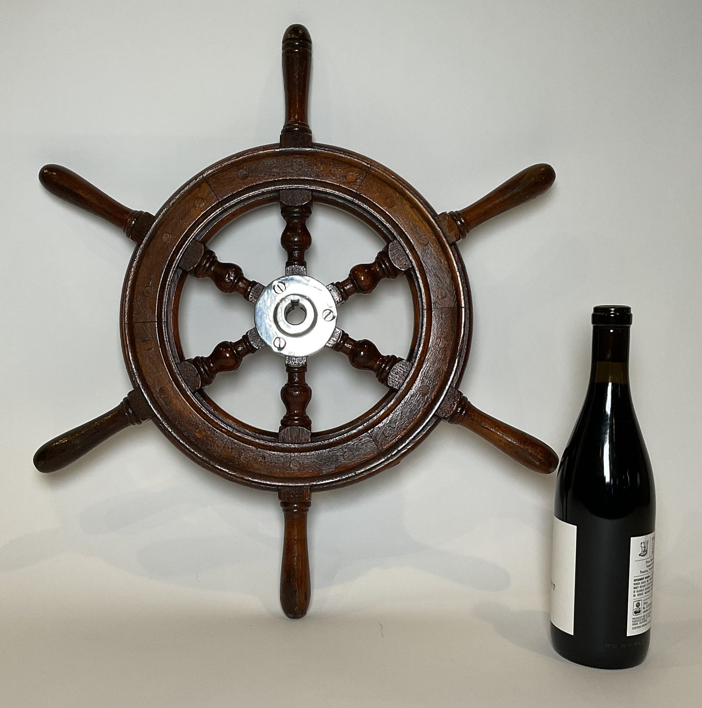 Six Spoke Ship's Wheel with Chrome Hub