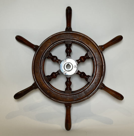 Six Spoke Ship's Wheel with Chrome Hub