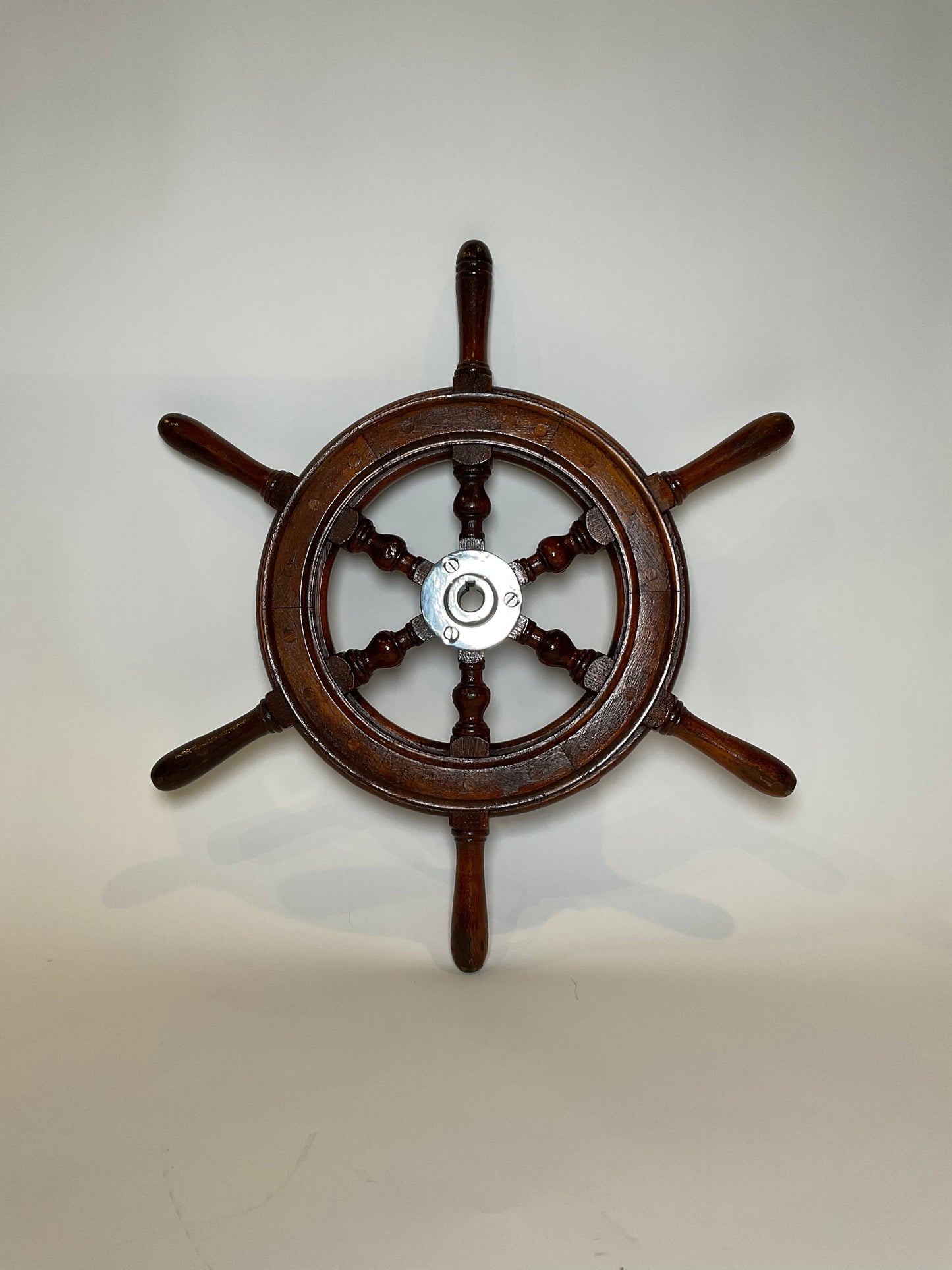 Six Spoke Ship's Wheel with Chrome Hub