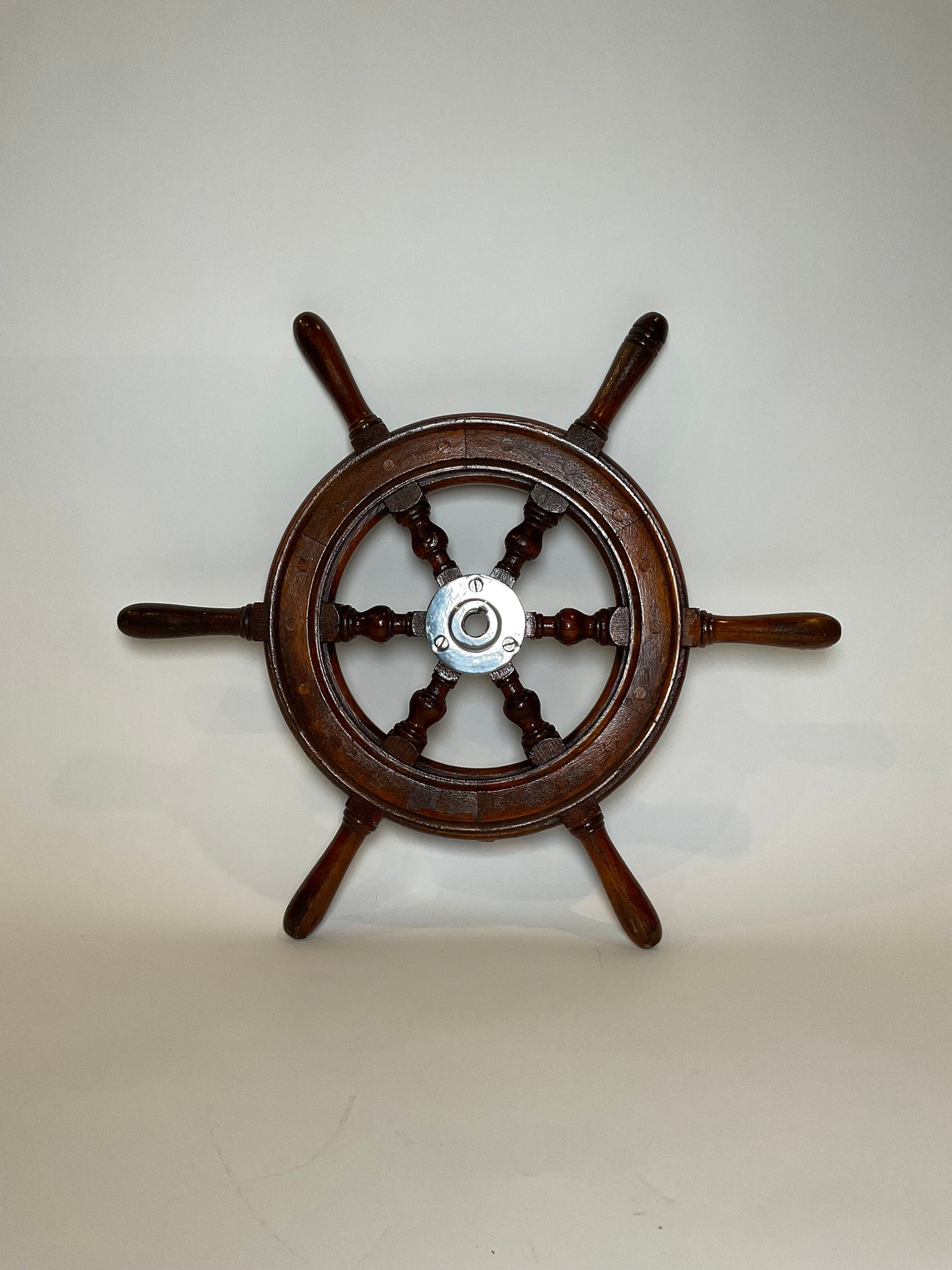 Six Spoke Ship's Wheel with Chrome Hub