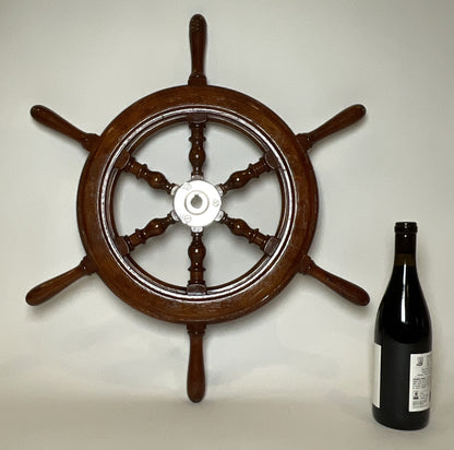 Six Spoke Ship's Wheel with Chrome Hub