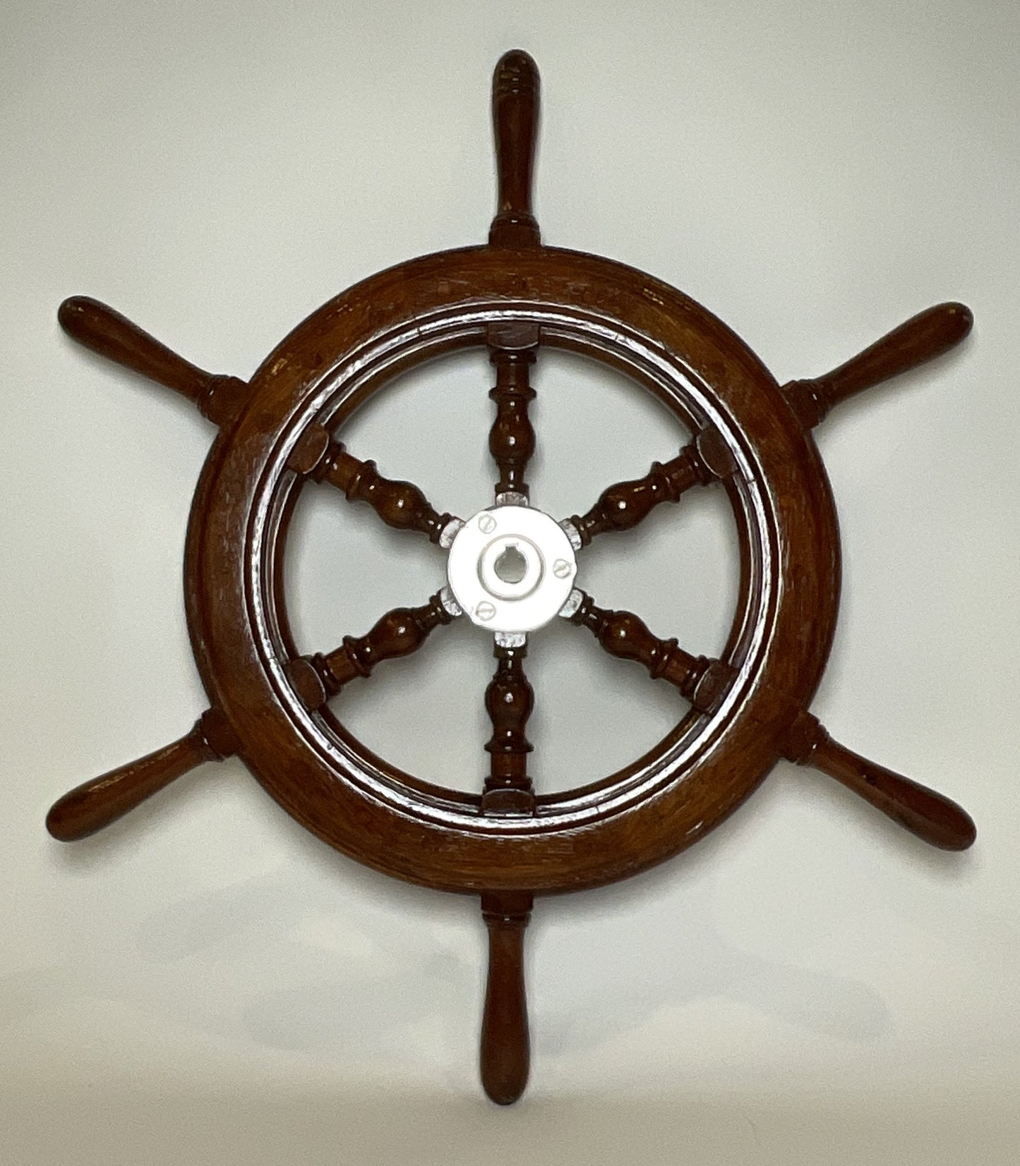 Six Spoke Ship's Wheel with Chrome Hub