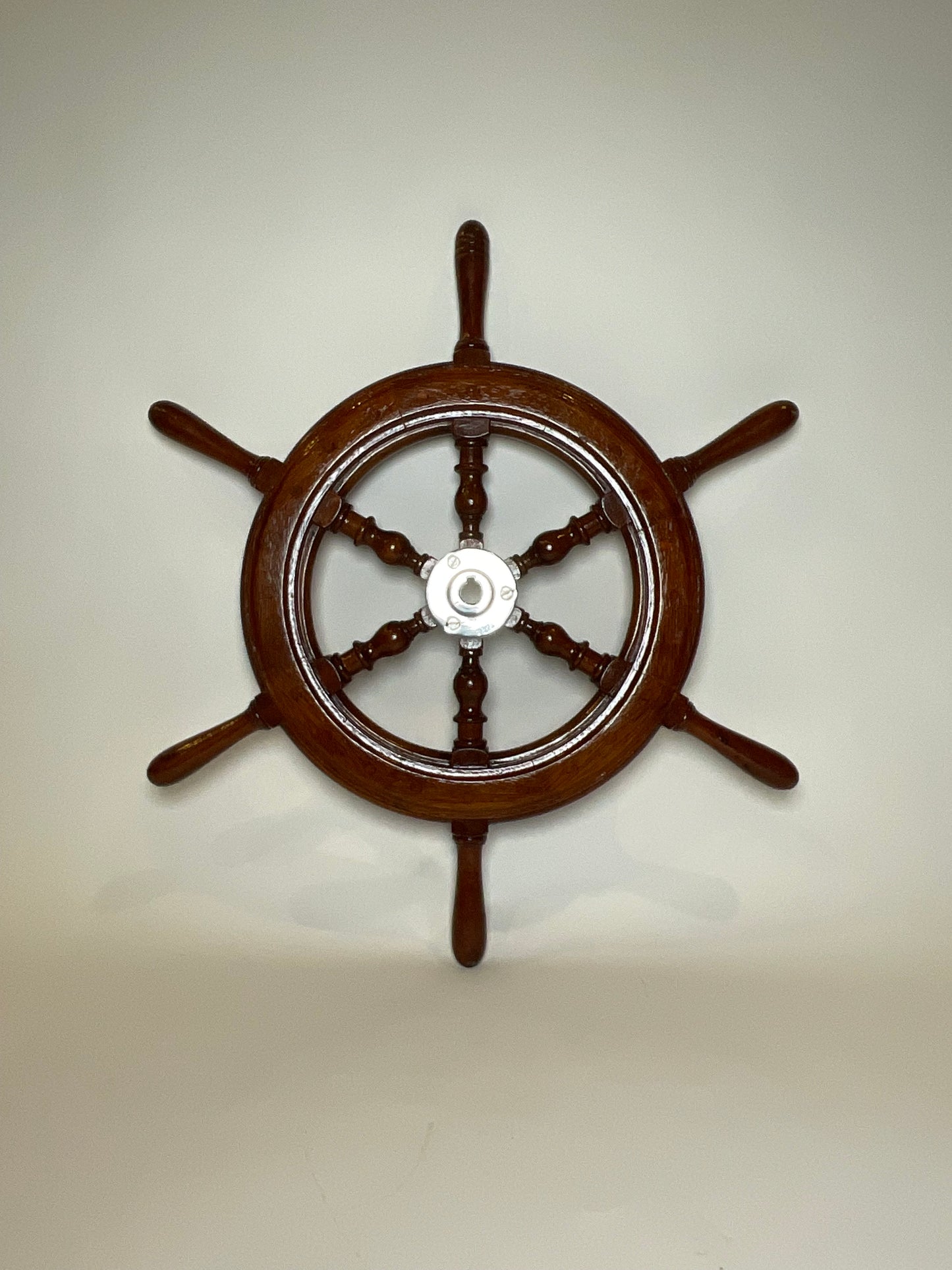 Six Spoke Ship's Wheel with Chrome Hub