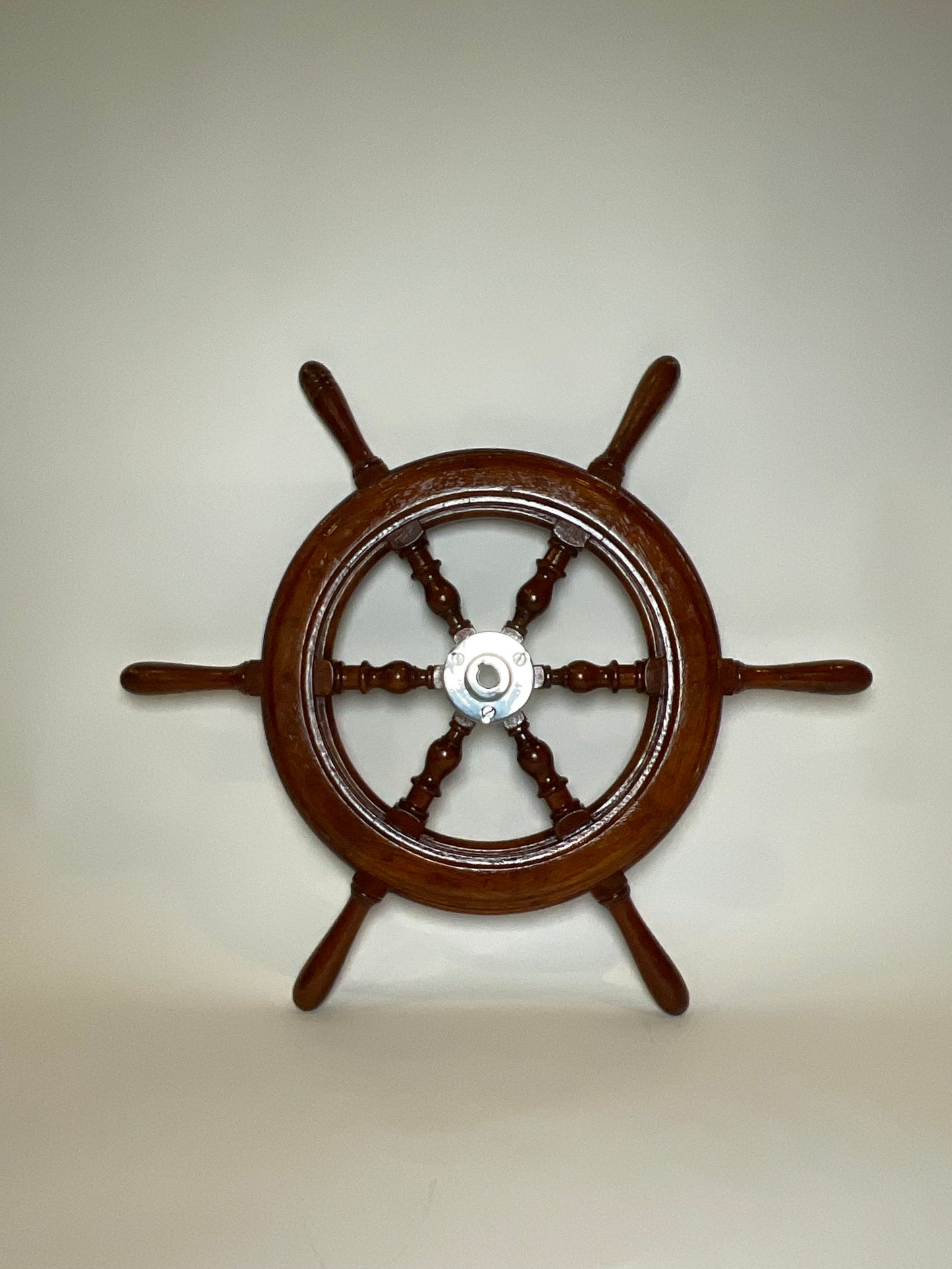 Six Spoke Ship's Wheel with Chrome Hub