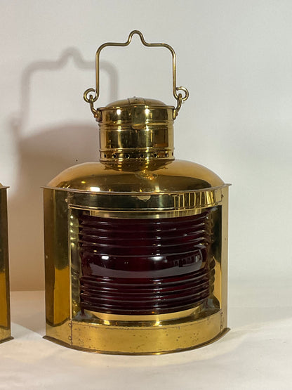 Pair of Solid Brass Port and Starboard Ships Lanterns