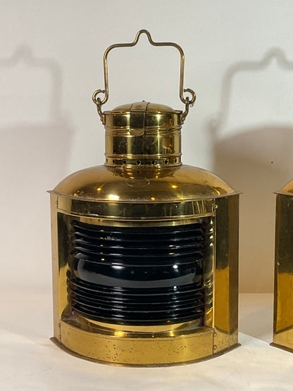 Pair of Solid Brass Port and Starboard Ships Lanterns